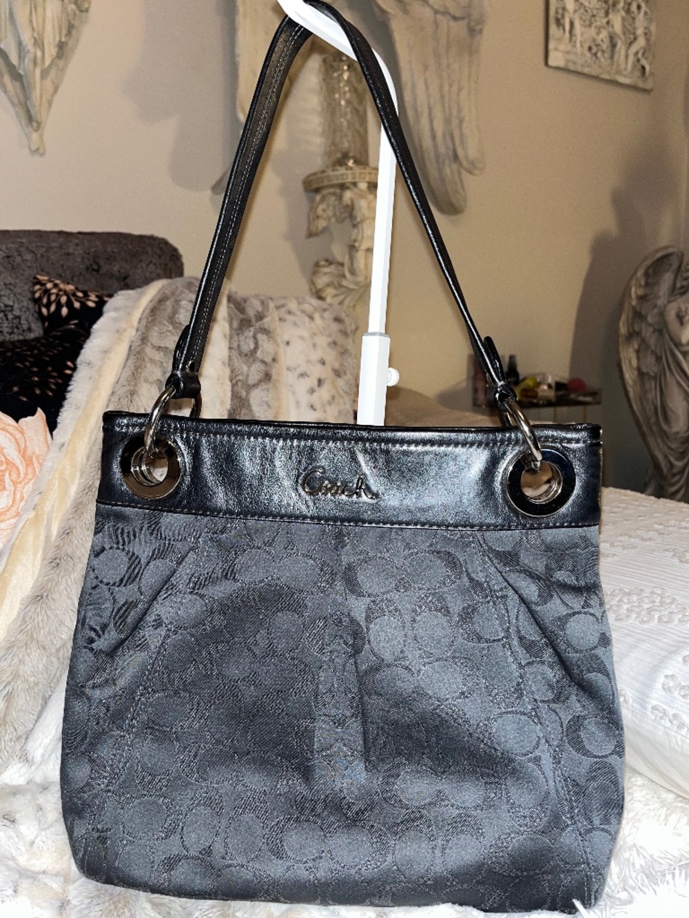 Coach Ashley Lurex Signature Charcoal F-17680